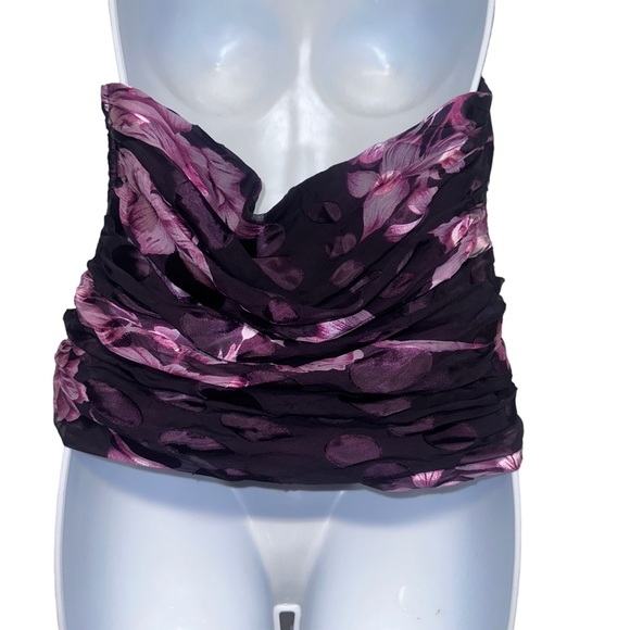 JS collections silk blend floral printed halter corset top size 14 - Picture 2 of 14